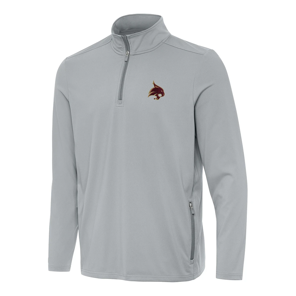 Men's Antigua Gray Texas State Bobcats Perilous Quarter-Zip Sweatshirt