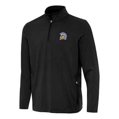 Men's Antigua Black San Jose State Spartans Perilous Quarter-Zip Sweatshirt