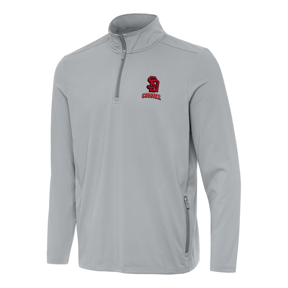 Men's Antigua Gray South Dakota Coyotes Perilous Quarter-Zip Sweatshirt