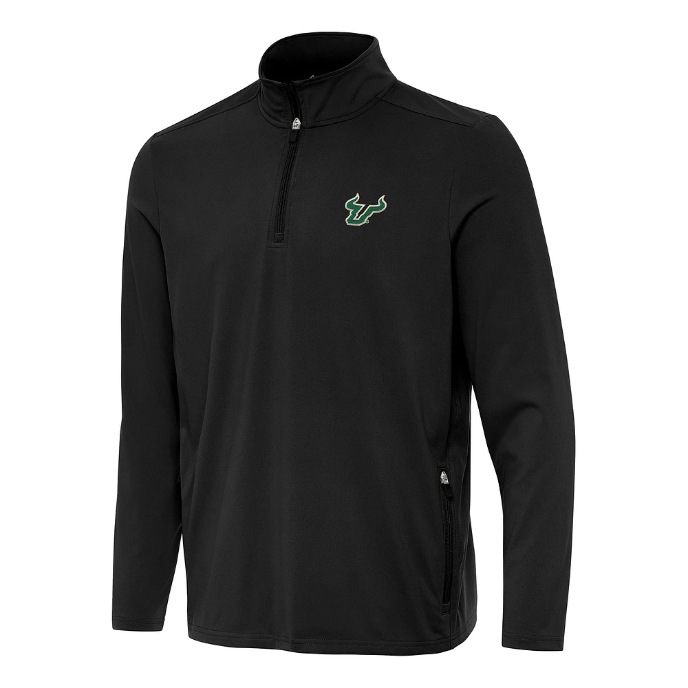 Men's Antigua Black South Florida Bulls Perilous Quarter-Zip Sweatshirt