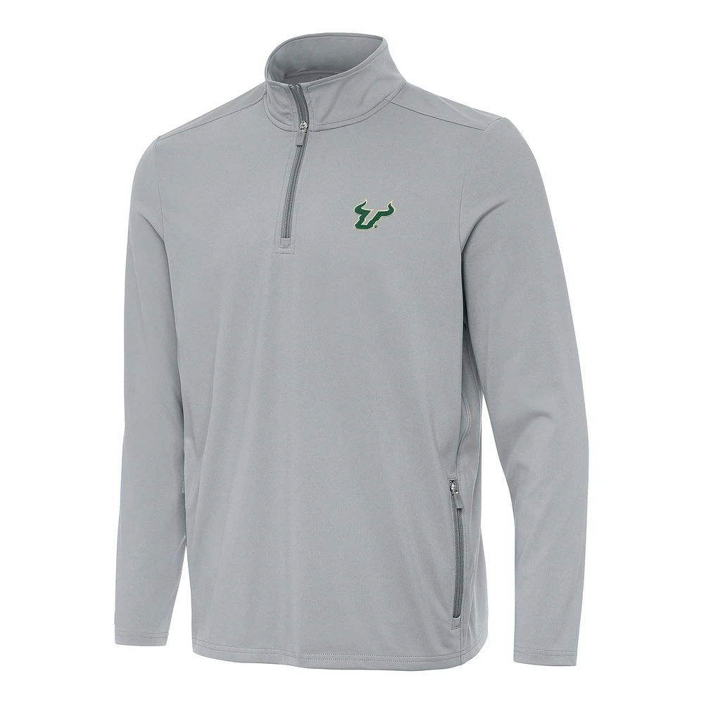 Men's Antigua Gray South Florida Bulls Perilous Quarter-Zip Sweatshirt