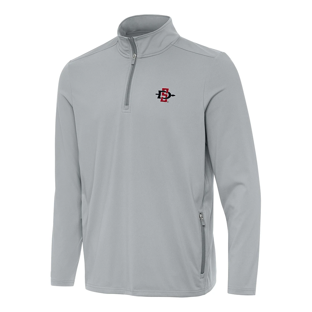 Men's Antigua Gray San Diego State Aztecs Perilous Quarter-Zip Sweatshirt