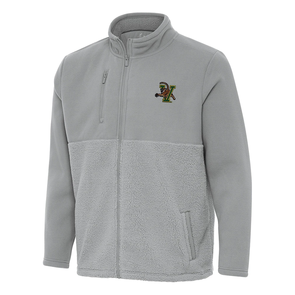 Men's Antigua Gray Vermont Catamounts Daily Fused Full-Zip Jacket