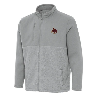 Men's Antigua Gray Texas State Bobcats Daily Fused Full-Zip Jacket
