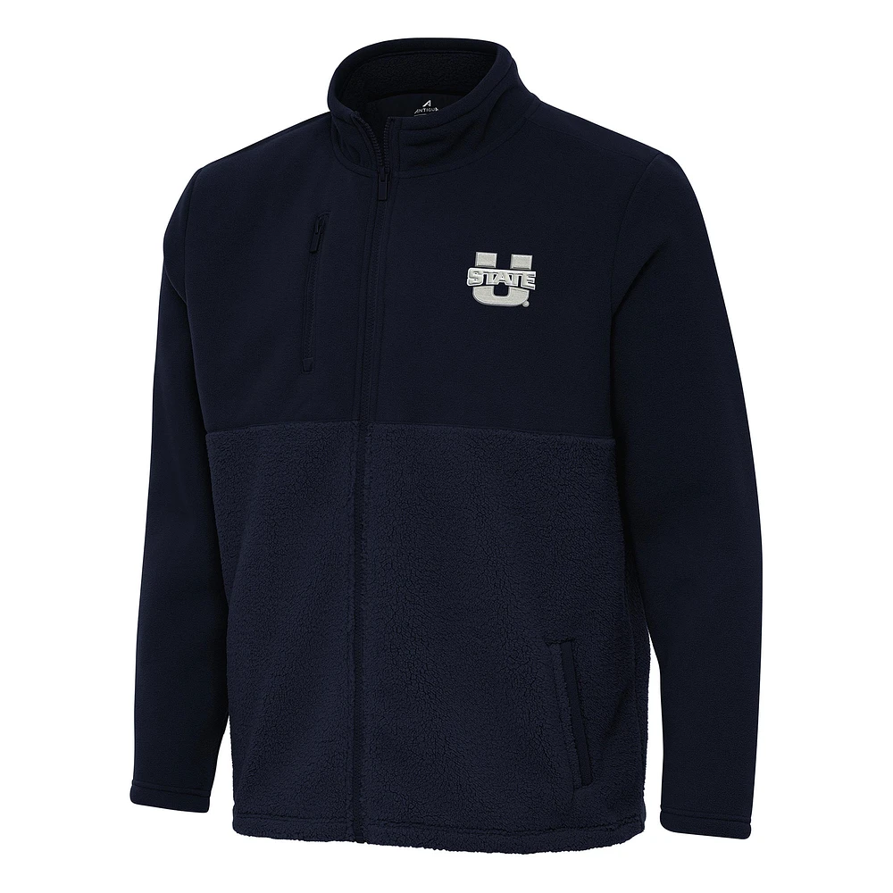 Men's Antigua Navy Utah State Aggies Daily Fused Full-Zip Jacket