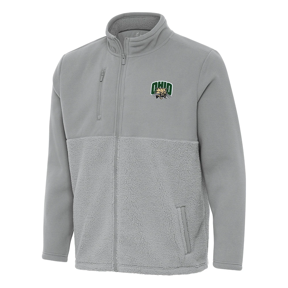 Men's Antigua Gray Ohio Bobcats Daily Fused Full-Zip Jacket