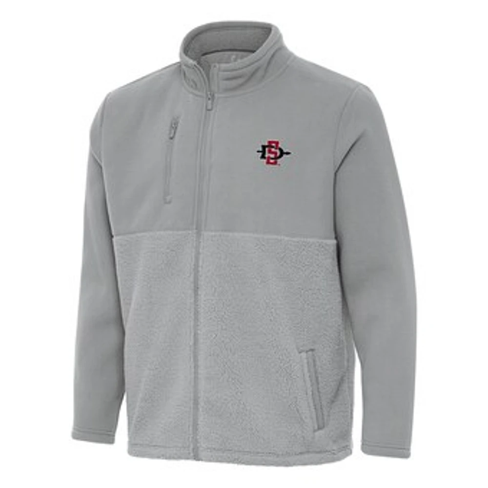 Men's Antigua Gray San Diego State Aztecs Daily Fused Full-Zip Jacket
