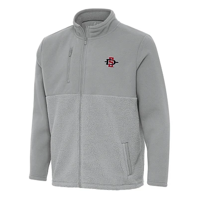 Men's Antigua Gray San Diego State Aztecs Daily Fused Full-Zip Jacket