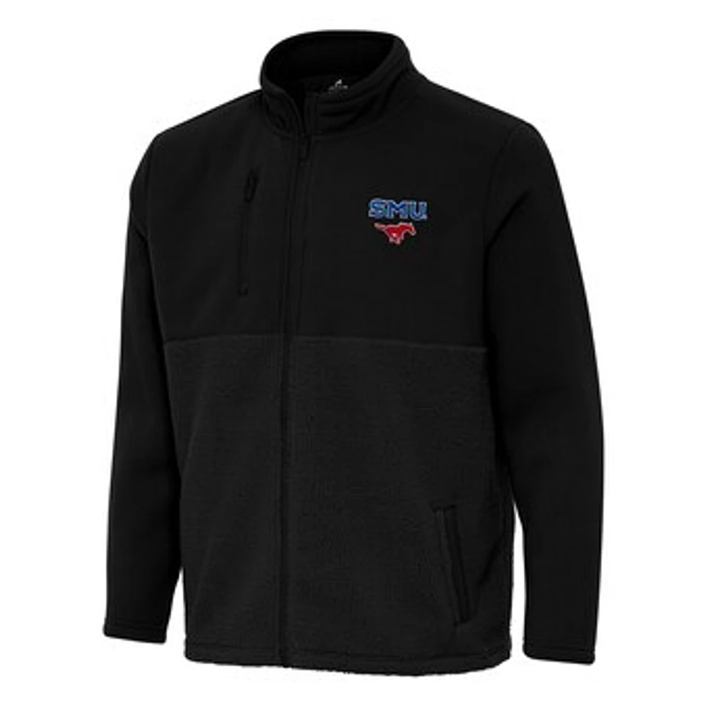 Men's Antigua Black SMU Mustangs Daily Fused Full-Zip Jacket