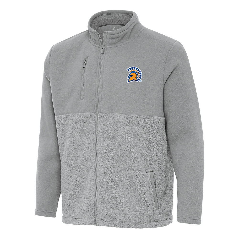 Men's Antigua Gray San Jose State Spartans Daily Fused Full-Zip Jacket