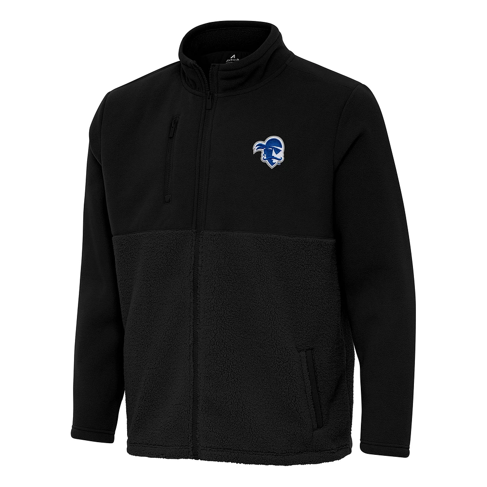 Men's Antigua Black Seton Hall Pirates Daily Fused Full-Zip Jacket