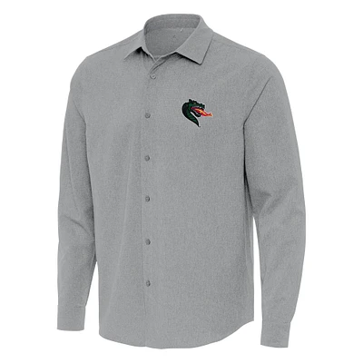 Men's Antigua Gray UAB Blazers Exposure Woven Long Sleeve Full-Button Shirt