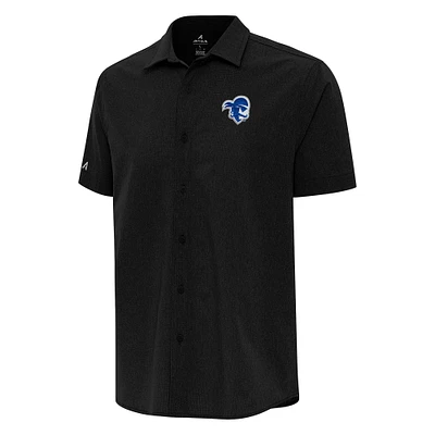 Men's Antigua Seton Hall Pirates Activate Woven Short Sleeve Button-Up Shirt