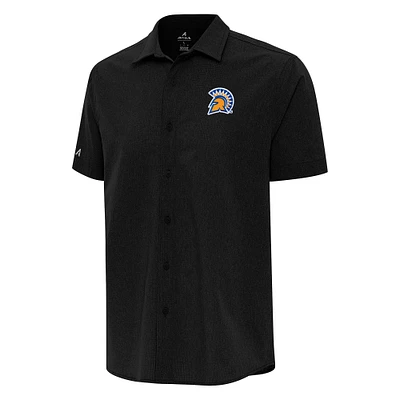 Men's Antigua Black San Jose State Spartans Activate Woven Short Sleeve Button-Up Shirt