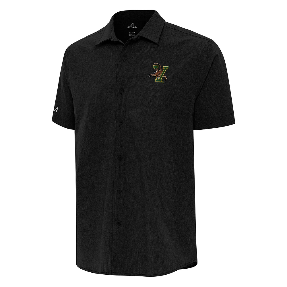 Men's Antigua Black Vermont Catamounts Activate Woven Short Sleeve Button-Up Shirt