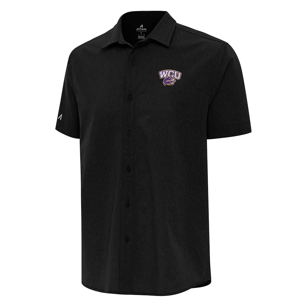 Men's Antigua Western Carolina Catamounts Activate Woven Short Sleeve Button-Up Shirt