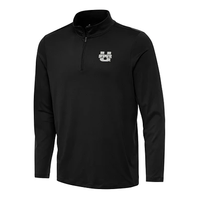 Men's Antigua Black Utah State Aggies Reprocess Quarter-Zip Top