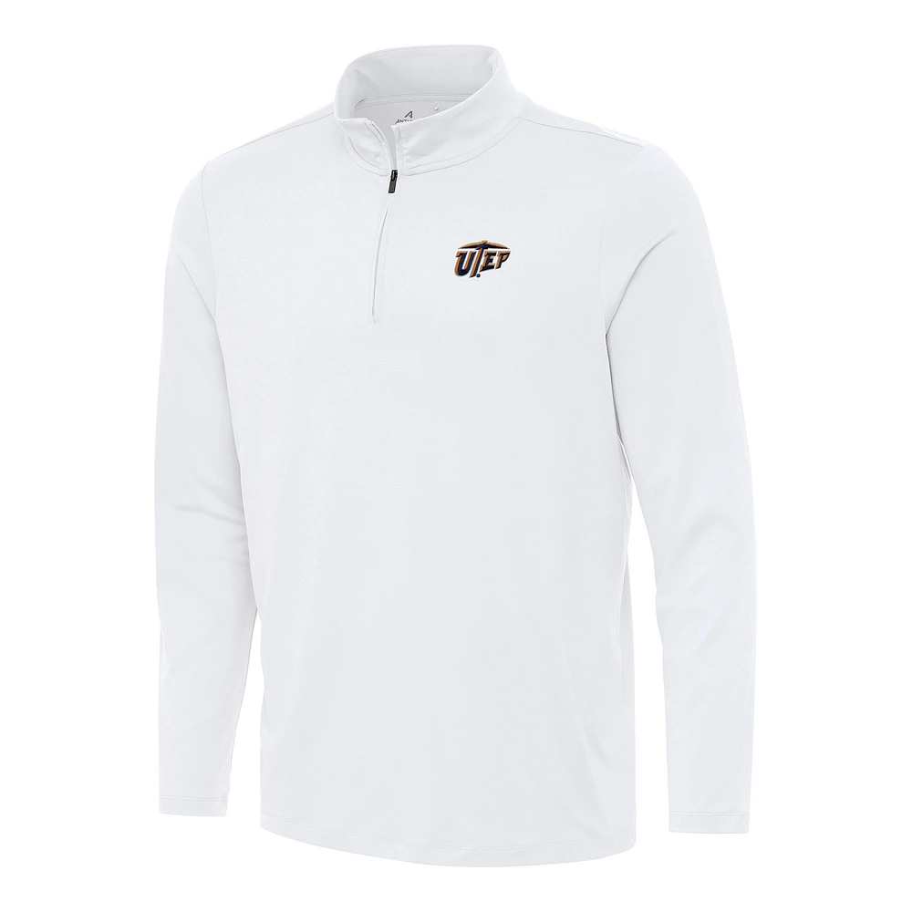 Men's Antigua White UTEP Miners Reprocess Quarter-Zip Top