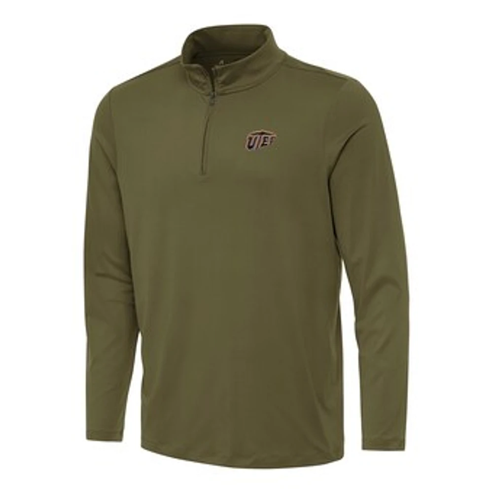 Men's Antigua Olive UTEP Miners Reprocess Quarter-Zip Top