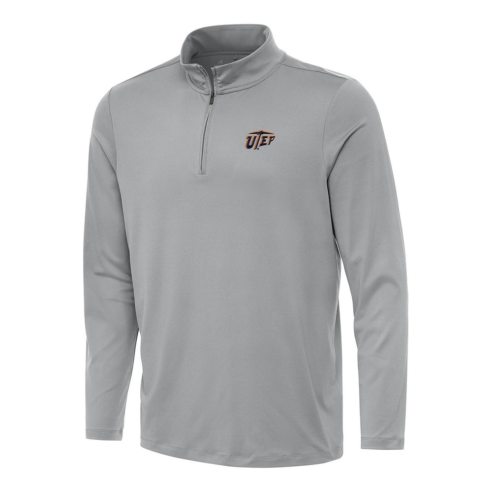 Men's Antigua Gray UTEP Miners Reprocess Quarter-Zip Top