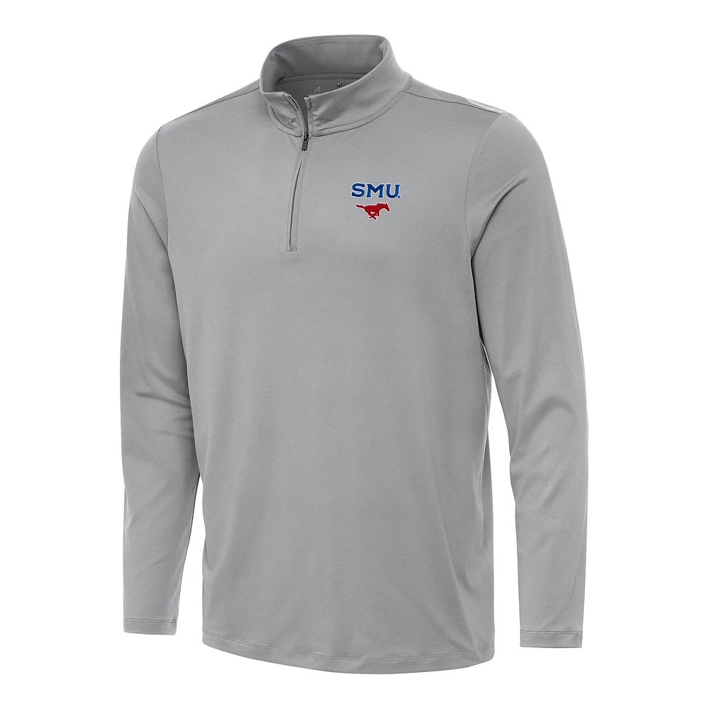 Men's Antigua Gray SMU Mustangs Reprocess Quarter-Zip Top