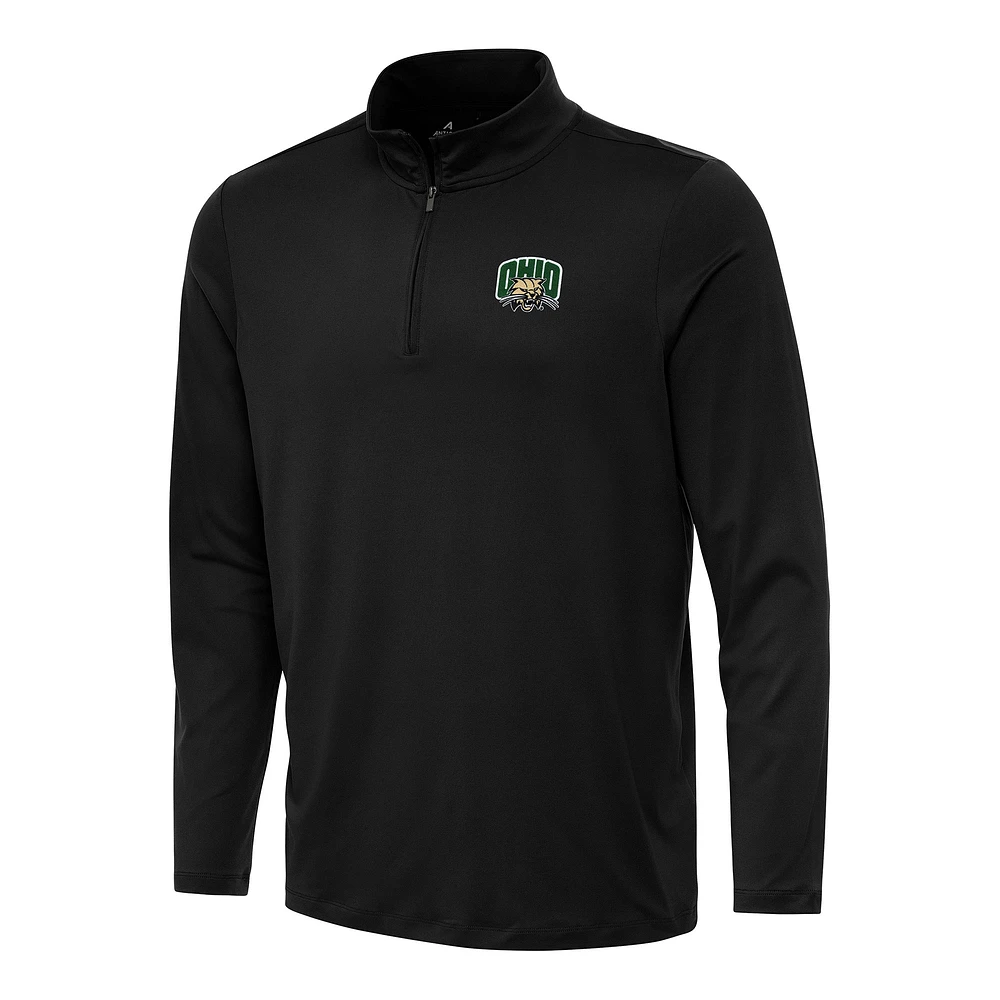 Men's Antigua Black Ohio Bobcats Reprocess Quarter-Zip Top