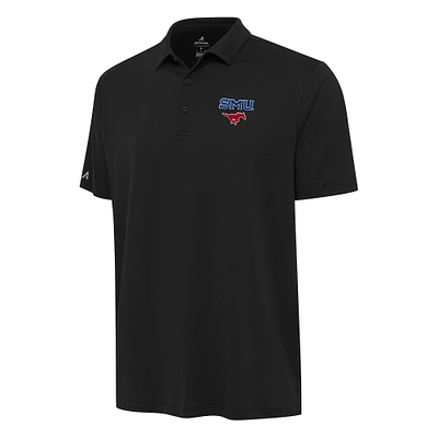 Men's Antigua Black SMU Mustangs Reprocess Polo