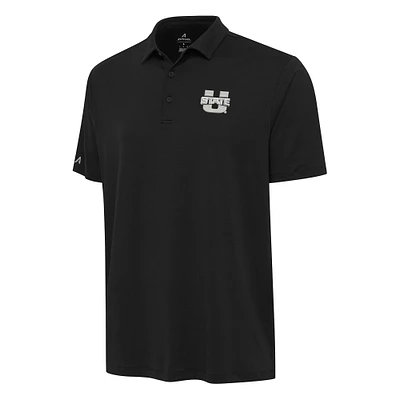 Men's Antigua Black Utah State Aggies Reprocess Polo