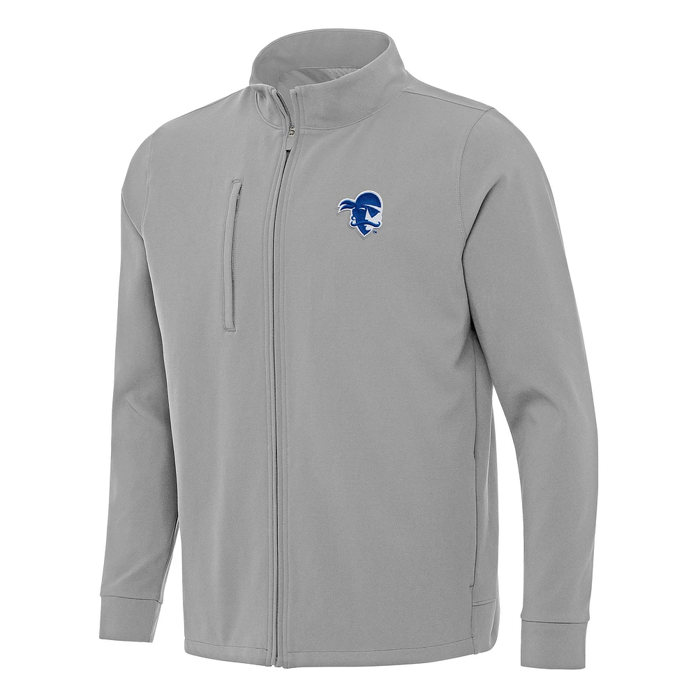 Men's Antigua Gray Seton Hall Pirates Regard Full-Zip Jacket