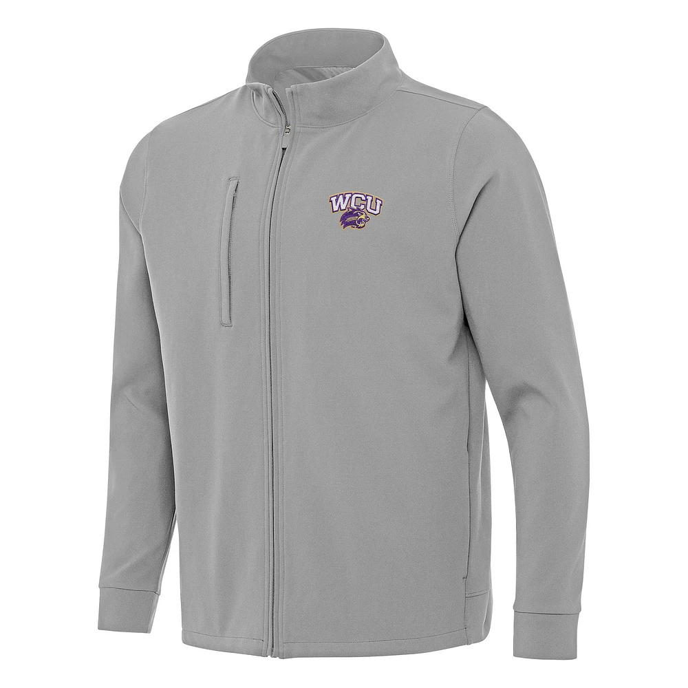 Men's Antigua Gray Western Carolina Catamounts Regard Full-Zip Jacket
