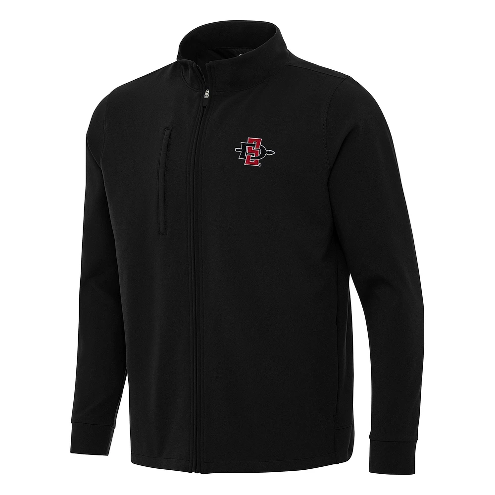 Men's Antigua Black San Diego State Aztecs Regard Full-Zip Jacket