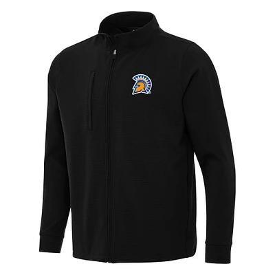 Men's Antigua Black San Jose State Spartans Regard Full-Zip Jacket