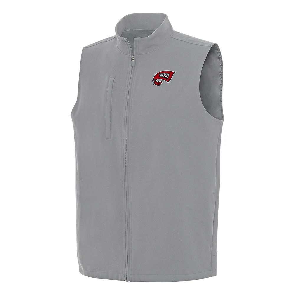 Men's Antigua Gray Western Kentucky Hilltoppers Regard Full-Zip Vest