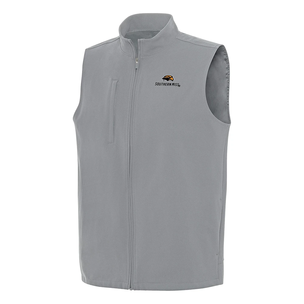 Men's Antigua Gray Southern Miss Golden Eagles Regard Full-Zip Vest