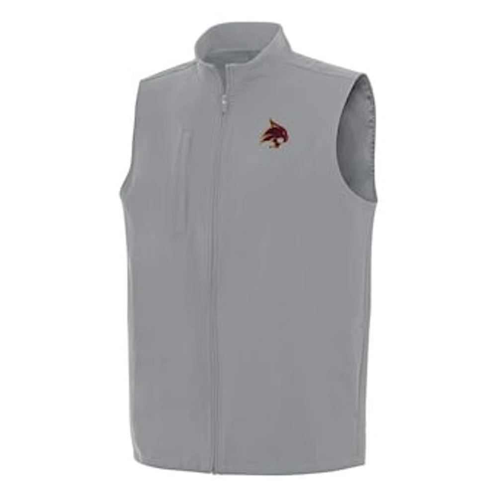 Men's Antigua Gray Texas State Bobcats Regard Full-Zip Vest