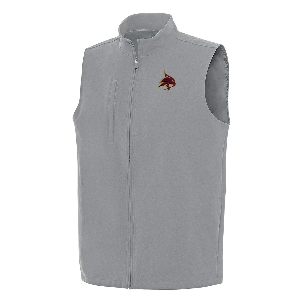 Men's Antigua Gray Texas State Bobcats Regard Full-Zip Vest