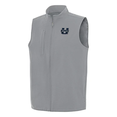Men's Antigua Gray Utah State Aggies Regard Full-Zip Vest