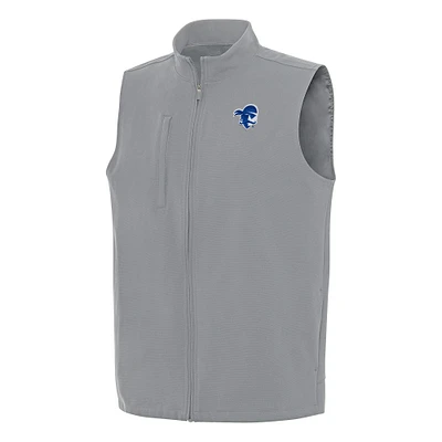 Men's Antigua Gray Seton Hall Pirates Regard Full-Zip Vest