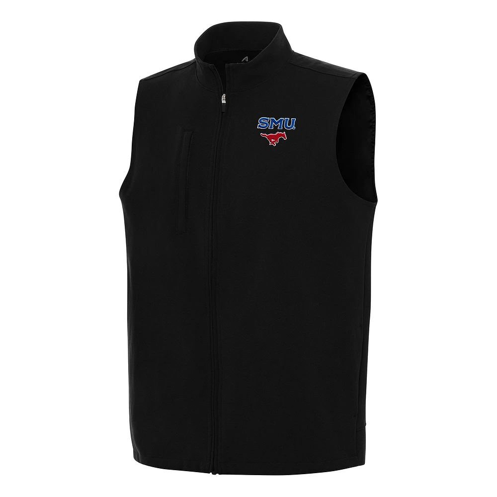 Men's Antigua Black SMU Mustangs Regard Full-Zip Vest