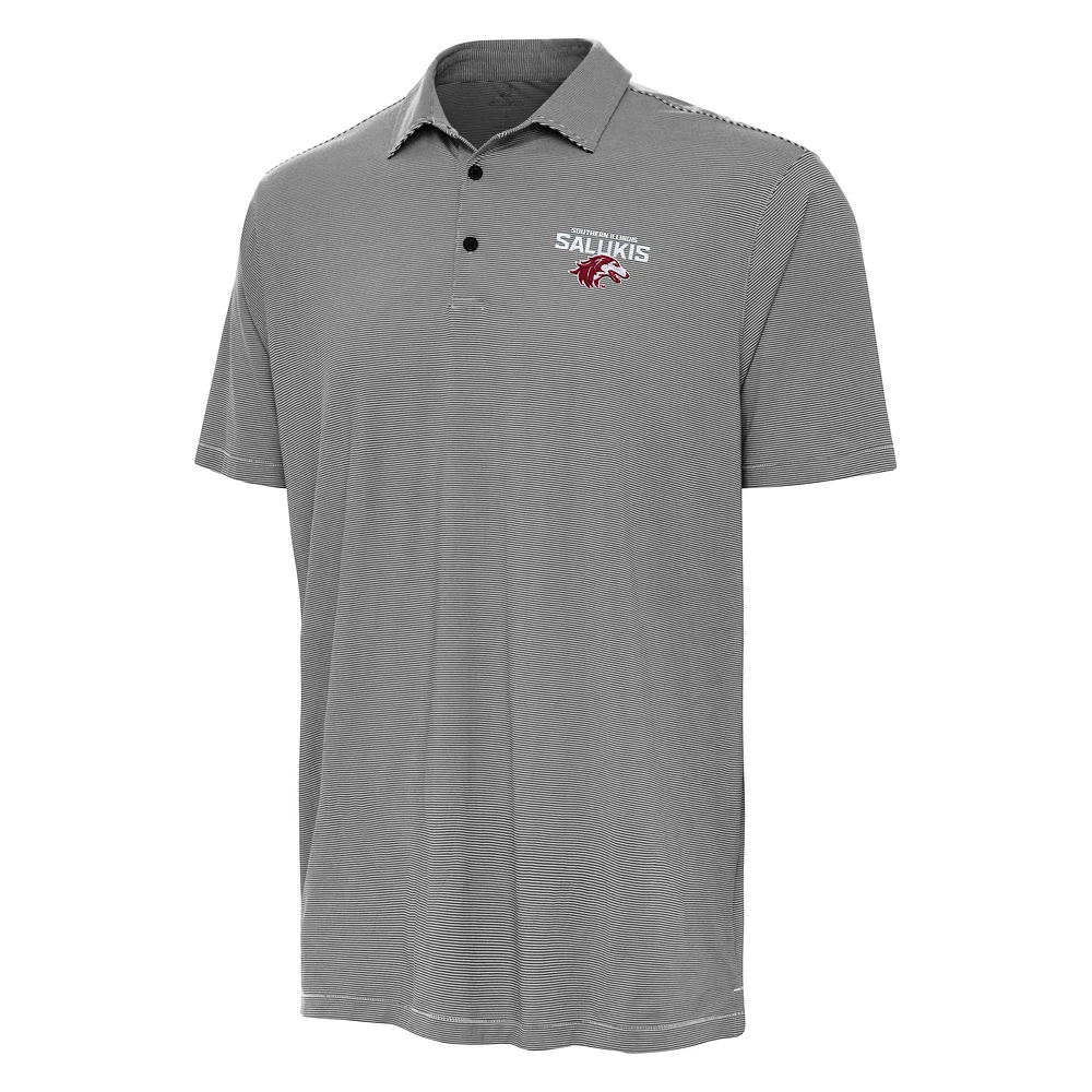 Men's Antigua Black Southern Illinois Salukis Twine Polo