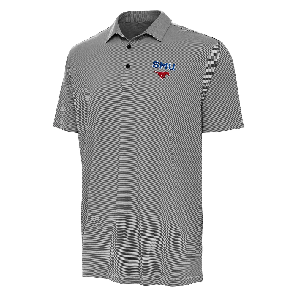 Men's Antigua Black SMU Mustangs Twine Polo