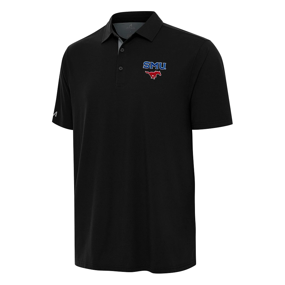 Men's Antigua Black/Gray SMU Mustangs Era Polo