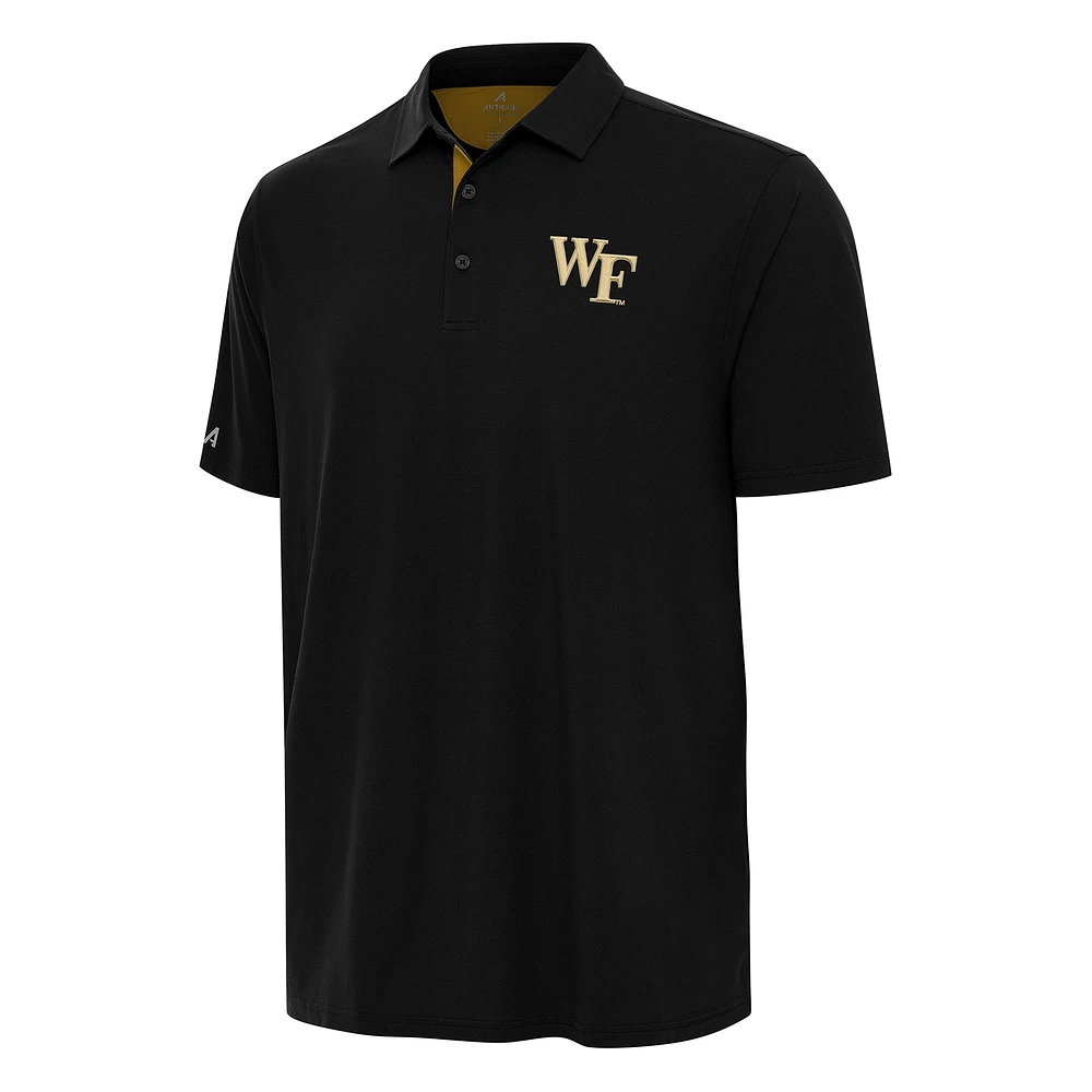 Men's Antigua Black/Gold Wake Forest Demon Deacons Era Polo