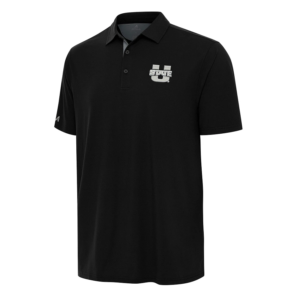 Men's Antigua Black/Gray Utah State Aggies Era Polo