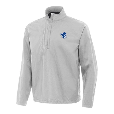 Men's Antigua Heather Gray Seton Hall Pirates Brisk Quarter-Zip Windbreaker