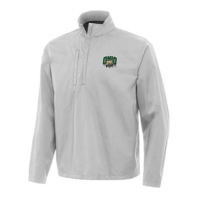 Men's Antigua Heather Gray Ohio Bobcats Brisk Quarter-Zip Windbreaker