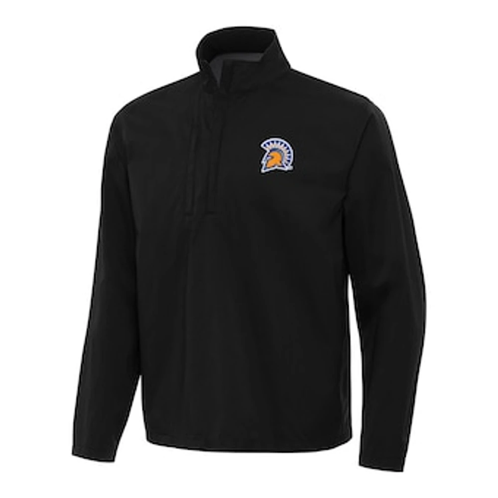 Men's Antigua Black San Jose State Spartans Brisk Quarter-Zip Windbreaker
