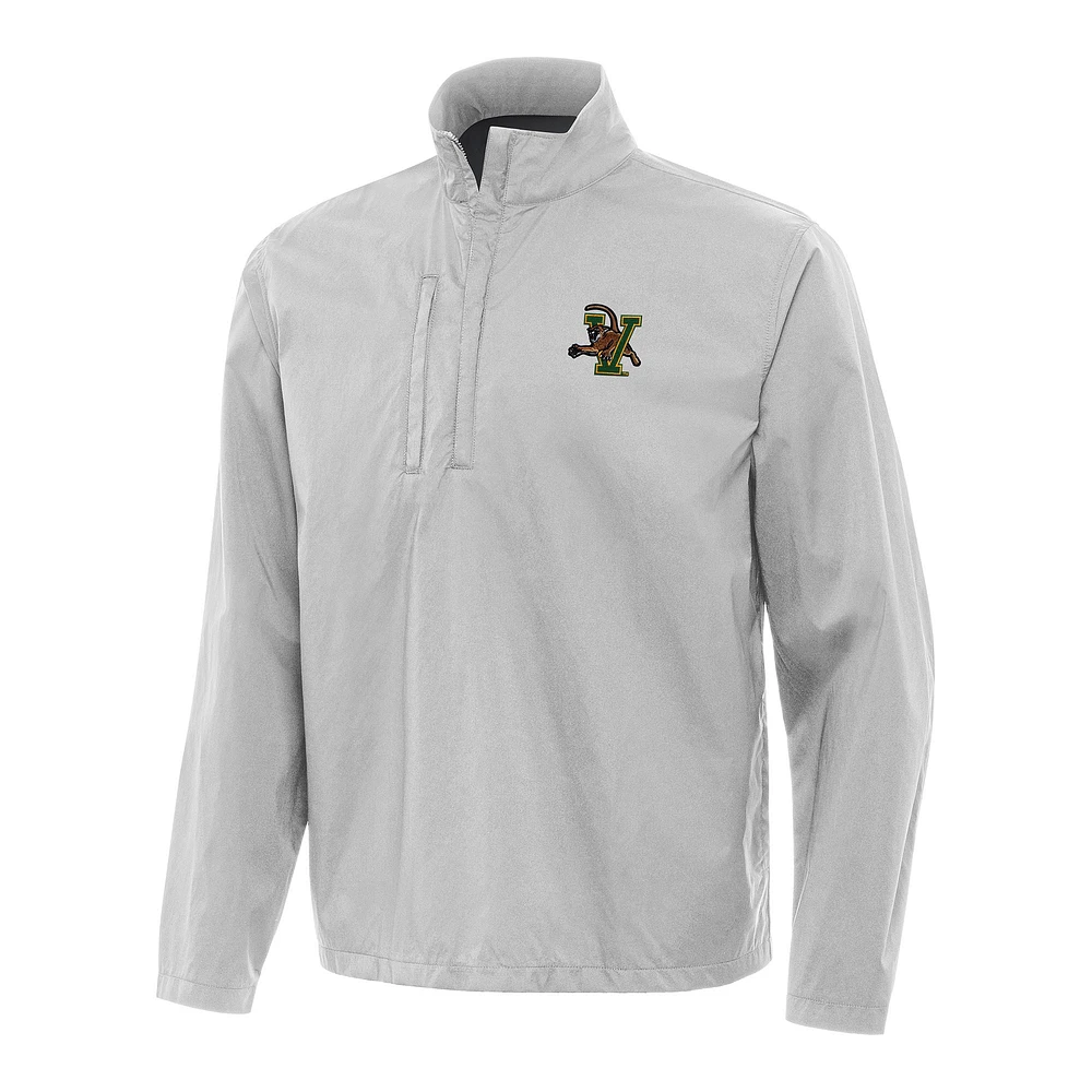 Men's Antigua Heather Gray Vermont Catamounts Brisk Quarter-Zip Windbreaker