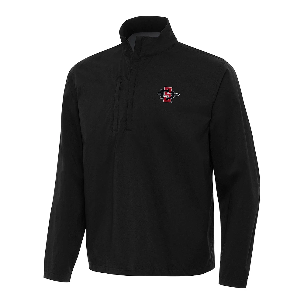 Men's Antigua Black San Diego State Aztecs Brisk Quarter-Zip Windbreaker