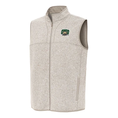 Men's Antigua Heather Oatmeal Ohio Bobcats Fortune Full-Zip Vest
